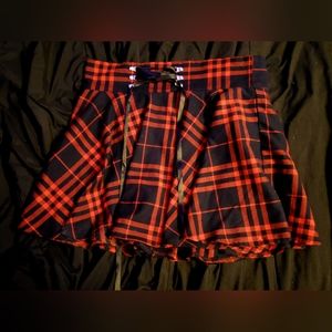 Red Plaid Skirt with Lace-up detail XXL
